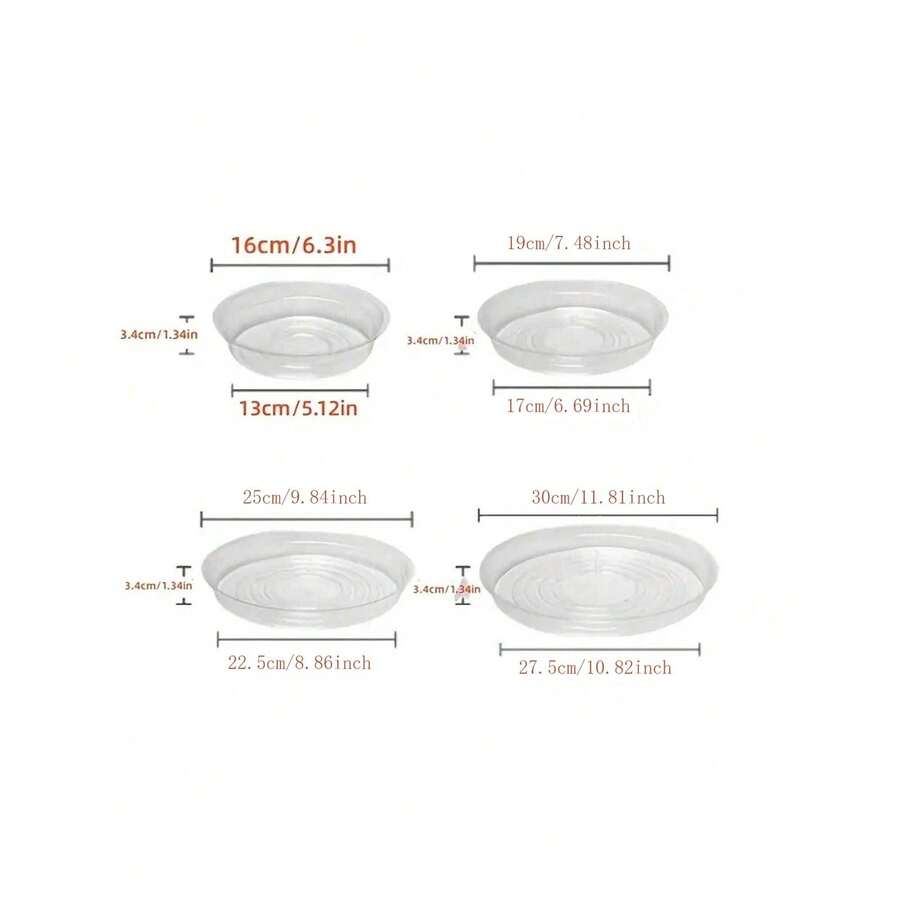 6 Unids/set Bandeja Redonda Transparente Para Maceta De Plástico Con Almacenamiento De Agua Y Diseño De Mariposa, Decoración De Jardín - Blanco - Ver 1