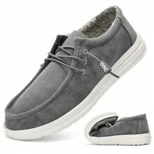 Mens Slip-On Loafers Walking Shoes - Casual Men Boat Shoes Canvas Lightweight Softsole Comfortable Walking Shoes - Light Grey - View 1