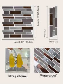 10 x 10 英寸防水纹理乙烯基 DIY 墙纸，自粘式防溅板瓷砖，不对称砖贴在瓷砖上，适用于家居装饰 - 彩色 - 查看 2