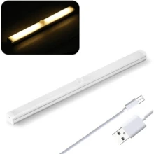 LED Stair Light Closet Lamp With Motion Sensor, Adhesive, USB Rechargeable Night Wall Lamp Light For Student Dorm Lights, Home Office, Bedroom - Yellow - View 1