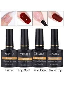 4入組8ml無需擦拭功能指甲凝膠套裝,包含底/面膜漆、啞光/空氣干燥底膜和優非加載長效光澤指甲油。是聖誕節給女性美甲沙龍配件及指甲用品的不錯禮物 - 無色 - 查看 1