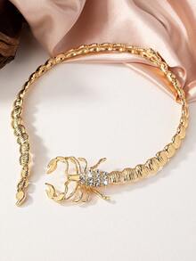 1pc Fashionable European And American Exaggerated Diamond Studded, Gold-Color Serpentine Sexy Woman Pendant Necklace - Yellow Gold - View 4