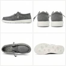 Mens Slip-On Loafers Walking Shoes - Casual Men Boat Shoes Canvas Lightweight Softsole Comfortable Walking Shoes - Light Grey - View 3