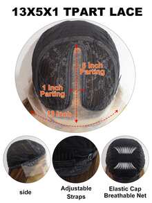 13*5*1 T 部分优质合成纤维头发橙色臭鼬条纹蕾丝前假发，超长直发棕色带橙色条纹蕾丝前假发，中分风格自然预拔完美发际线高清蕾丝假发，突出显示耐热高温纤维头发 150% 高密度时尚多功能假发日常角色扮演女士假发和 1 件假发帽 - 間色 - 查看 9