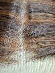 13*5*1 T 部分优质合成纤维头发橙色臭鼬条纹蕾丝前假发，超长直发棕色带橙色条纹蕾丝前假发，中分风格自然预拔完美发际线高清蕾丝假发，突出显示耐热高温纤维头发 150% 高密度时尚多功能假发日常角色扮演女士假发和 1 件假发帽 - 間色 - 查看 6