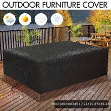 1 Pc Square Patio Furniture Cover, Waterproof Outdoor Furniture Cover Dustproof, UV Protection Outdoor Table Cover, Heavy Duty Outdoor Lawn Garden Table And Chairs, Bag, Organizer, Storage,Kitchen Decor,Household Items - Black - View 2