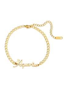 1 Miếng Thép không gỉ Tim & Cung hoàng đạo Dấu hiệu & Tiếng Anh Treo trang trí chữ cái Vòng tay - Vàng - Xem 10