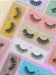 10Pairs Of Natural Cross Full Mixed Style False Eyelashes,Thick Curling Fluffy Eyelashes For Party Use Manga Eyelashes,Travel Essentials - 黑色 - 查看 5
