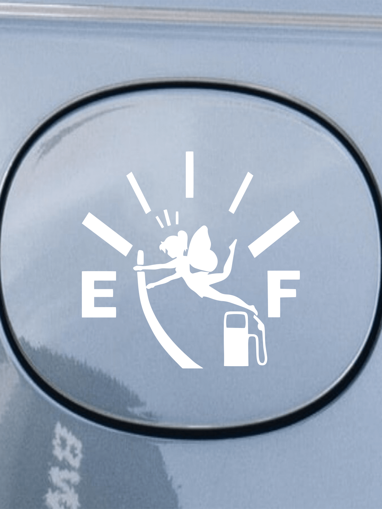 Gas tank door decal, gas gauge fairy decal, gas gauge decal, funny gas