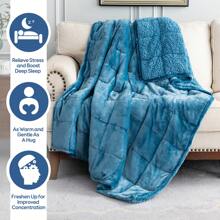 Warm Weighted Blanket, Fleece Sherpa Flannel Throw Heavy Blanket With 7-Layer Design - 霧霾藍 - 查看 4