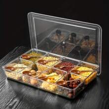 1 Set, Seasoning Box, Kitchen Spice Box, Multi-grid Seasoning Box, Moisture-proof Seasoning Box, Sugar Box With Lid, Kitchen Utensils, Apartment Essentials, College Dorm Essentials, Off To College, Ready For School, Back To School Supplies - White - View 8