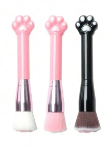 Brocha De Maquillaje De Linda Pata De Gato Con Suave Cabello De Nylon Y Mango De Plástico Para Mejillas Y Cara,pinceles de maquillaje brochas para maquillaje cepillo maquillaje pincel maquillaje pinceles para maquillaje - Negro - Ver 3
