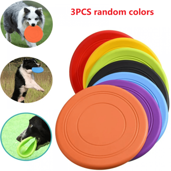1pc/2pcs/3pcs/5pcs Soft Non-Slip Dog Flying Disc Silicone Game Frisbeed Anti-Chew Dog Toy Dog Christmas Gift Pet Puppy Training Interactive Funny Dog Supplies Random Color