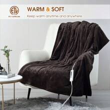 Electric Heated Blanket Throw, Super Soft Flannel 50" x 60" Heating Throw with 3 Fast Heating Levels & 4 Hours Auto Off, Machine Washable, ETL&FCC Certification, Home Office Use