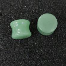 2入組天然綠色東陵玉耳塞,6mm-16mm身體穿孔用耳塞,男女通用 - 綠東陵石頭擴耳器 - 查看 5
