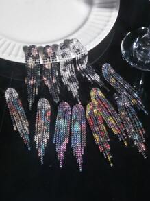 女性夜店派對流蘇水晶耳釘1對 - 彩色的 - 查看 6