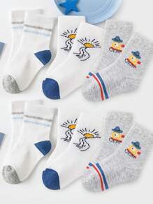1組6雙兒童可愛卡通透氣網襪男童春夏季日常穿著 - 彩色 - 查看 1