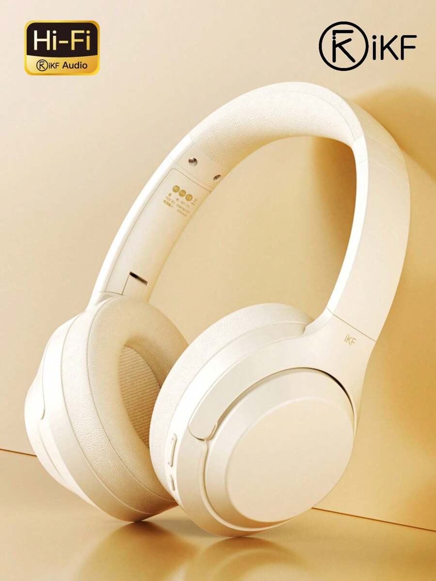 IKF T1 时尚耳机无线无线蓝牙头戴式耳机，100 小时电池续航时间，HiFi 音效，ANC，多设备连接，应用程序控制，有线模式，适用于旅行、工作、游戏、音乐装备 OOTD