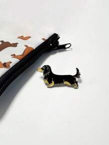 1 chiếc trâm cài áo hình chó xúc xích dành cho nam trang trí ghim áo động vật trang sức thời trang phụ kiện tráng men chó Dachshund đồ trang trí quà tặng cho bạn thân - màu đen - Xem 1