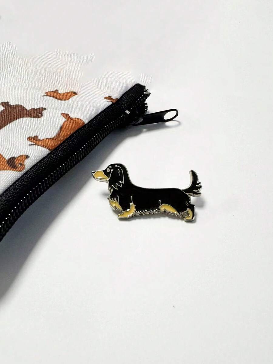 1 chiếc trâm cài áo hình chó xúc xích dành cho nam trang trí ghim áo động vật trang sức thời trang phụ kiện tráng men chó Dachshund đồ trang trí quà tặng cho bạn thân - màu đen - Xem 1