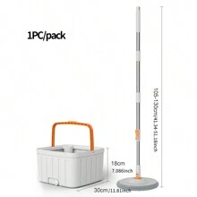 1入組灰色拖把和桶套裝,包括一個拖把和一個桶,方形轉動拖把,家用便攜地板拖把,超細纖維拖把頭,易於機洗和更換,由不銹鋼、pp和abs材料製成 - 灰色 - 查看 3