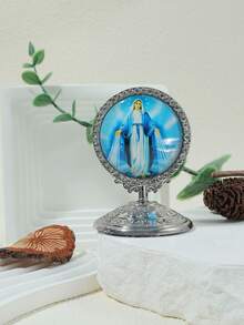 1pc Exquisite And Elegant Jesus & Virgin Mary Angel Praying For Good Luck Home Table Decoration Car Ornament Metal Crafts - home furnishings - View 3