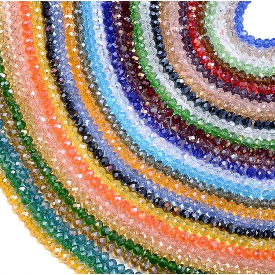 Tiras de cuentas de cristal colores surtidos, cuentas de vidrio, para fabricación de pulseras y collares, (6, 12, 24, 36pzas) - Multicolor - Ver 1