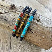 1 pulsera minimalista unisex con cuenta azul de 4mm, pulsera de piedra pequeña de ónix Emperador para meditación y yoga, pulsera de cuerda para parejas
