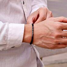 1 pulsera minimalista unisex con cuenta azul de 4mm, pulsera de piedra pequeña de ónix Emperador para meditación y yoga, pulsera de cuerda para parejas