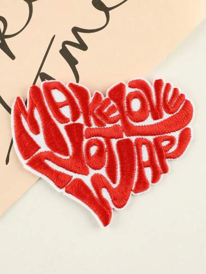 1 Pieza Insignia De Tela Bordada Accesorios De Ropa Diy Para Ropa, Pantalones, Sombreros, Bolsas, Zapatos, Teléfonos Móviles, Etc. Forma De Corazón Rosa Con Letra En Inglés Para Planchar