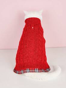 小狗毛衣,帶牽繩孔的汎檢補丁狗狗毛衣針織套頭保暖寵物毛衣,適用於秋冬紅色,適用於聖誕節和其他節日 - 紅色 - 查看 5