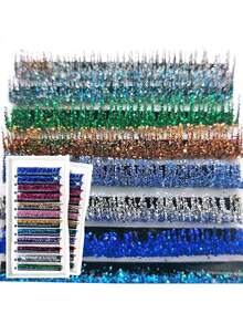 1盒閃閃發亮密集編排混色假睫毛,派對閃亮睫毛,10-15mm - 彩色 - 查看 3