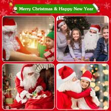 5入組聖誕老人服裝套裝,聖誕老人鬍子服飾配件,男女cosplay派對必備,包括聖誕老人鬍子、紅帽、白手套和眼鏡,適用於聖誕cosplay派對裝飾和化妝用品供應 - 彩色 - 查看 8