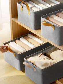 1 件灰色牛津布收納籃,強化鋼架,可折疊,適合衣櫃收納 - 灰色 - 查看 4