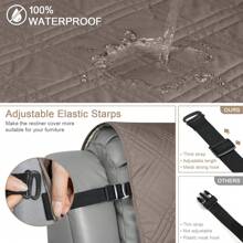 1/2/3 Seat Waterproof Recliner Sofa Cover, Non Slip Recliner Chair Covers, Washable Reclining Couch Cover Outdoor Cushion Covers Garden Furniture Protector With Elastic Straps Pocket For Pets, Cats, Dogs Taupe - 灰褐色 - 查看 8