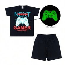 Pijama Infantil Meninos Roupa de Dormir Conjunto Menino - Preto - Visão 2
