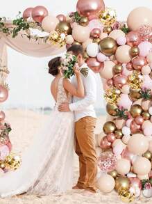 145入組粉紅色和玫瑰金彩球花環套件：完美適用於婚禮、生日、嬰兒派對、周年紀念日和畢業慶祝！ - 彩色 - 查看 1