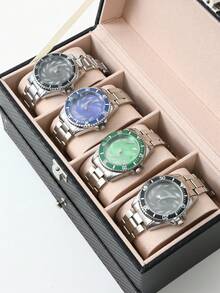 4 Grids Dual-layer Watch & Jewelry Storage Box - 4 watch slots double layer jewelry box - View 3
