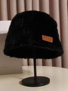 1入組女士純色高貴典雅的桶帽，是秋冬街頭時尚的假貂皮毛絨帽，厚實保暖，適合日常穿著，是絕佳的情人節禮物，具有復古風格 - 卡其色 - 查看 8