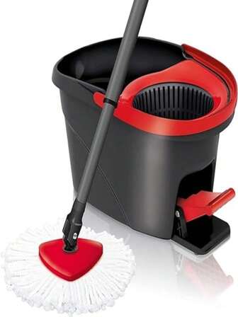 MARVAL TECH MARVAL TECH- Vileda Sistema Giratorio De Pedal Con Cubo Cubeta y Mop De Microfibra Absorbente Trapeador de Respuesto De Limpieza Del Hogar EasyWring & Clean