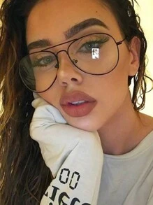 1 Pair Women Retro Oval Clear Lens Decorative Non-Prescription Fashion Glasses Valentines