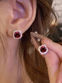 Thời trang Sáng bóng Tim Bông tai stud Thanh tú Đồ trang sức Buổi tiệc Ngày lễ Đồ trang trí Quà Tặng Cô Gái 1 đôi - trái tim trắng - Xem 3