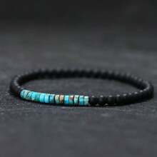 1 pulsera minimalista unisex con cuenta azul de 4mm, pulsera de piedra pequeña de ónix Emperador para meditación y yoga, pulsera de cuerda para parejas