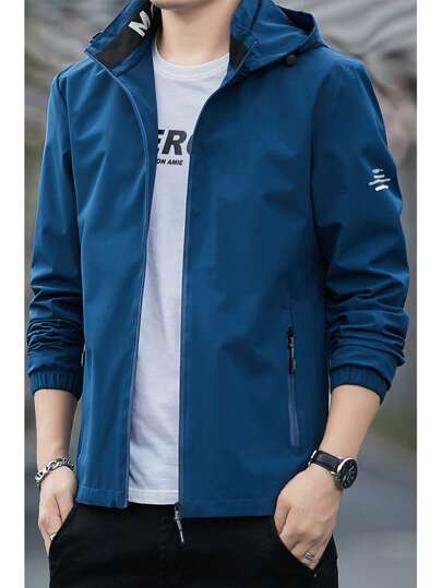 Windproof Waterproof Outdoor Jacket With Thermal Lined , Suitable For Business, Rainproof Comfortable And Breathable Wear-Resistant Scratch-Resistant Gym Clothes Men