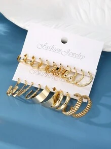 20pcs Women's Metal Earring Set - Yellow Gold - View 3