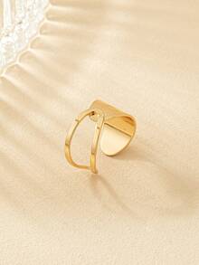 1pc Asymmetrical Geometric European And American Retro High-End Ring - Yellow Gold - View 4