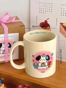 1pc Large Capacity Ceramic Milk Breakfast Couple Mug (Multi-Color One Size, Random Theme Pattern) - Multicolor - View 6
