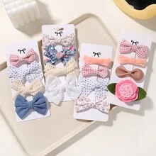 4入組隨機旅行風格兒童蝴蝶結髮夾,適用於假日派對女孩的馬尾和側面髮飾 - 彩色 - 查看 5