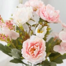 1朵人造花絲質菊花花束假茶玫瑰泡沫薰衣草,適用於秋天萬聖節聖誕節裝飾婚禮花瓶家庭餐廳臥室裝飾,節慶生日派對配飾,戶外花園裝飾