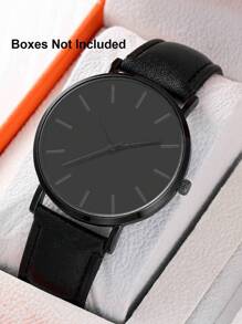 Men Minimalist Round Pointer Quartz Watch